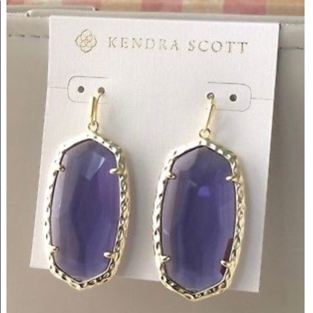 NWT Kendra Scott purple glass drop earrings